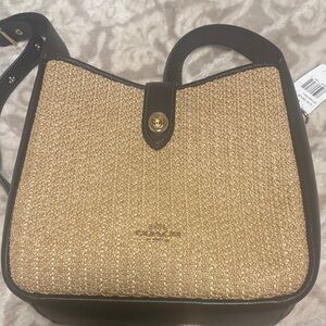 Coach Woven Tan and Black Shoulder Bag